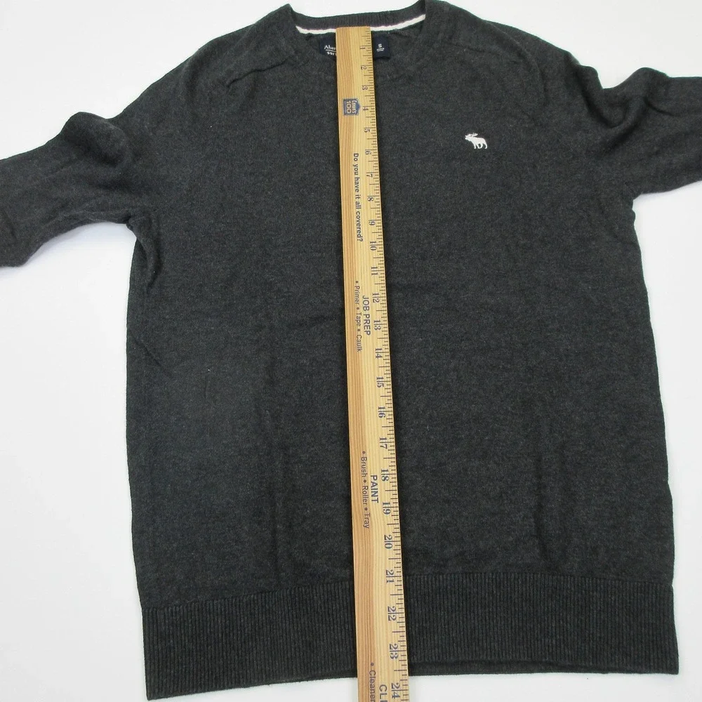 Abercrombie & Fitch Sweater Mens Small Gray Crewneck Cotton Cashmere Logo
